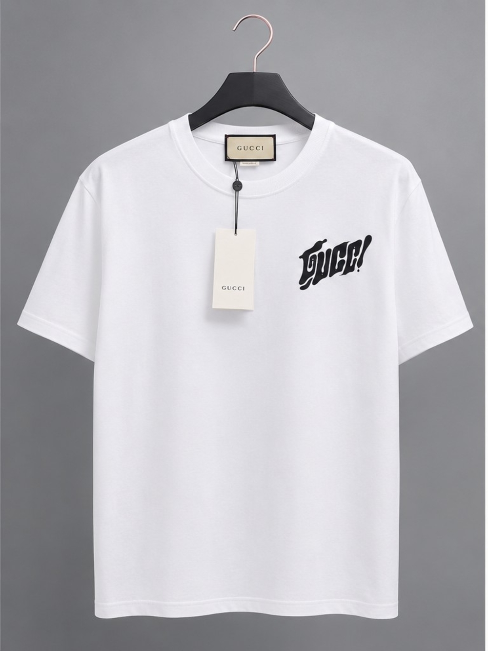 Gucci White T-Shirt with Black Graphic Logo